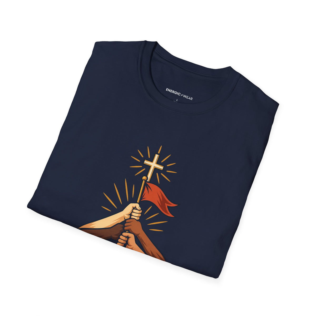 Graphic fitness T-shirt featuring the "Faith Makes Room for My Teammate S Victory" design.