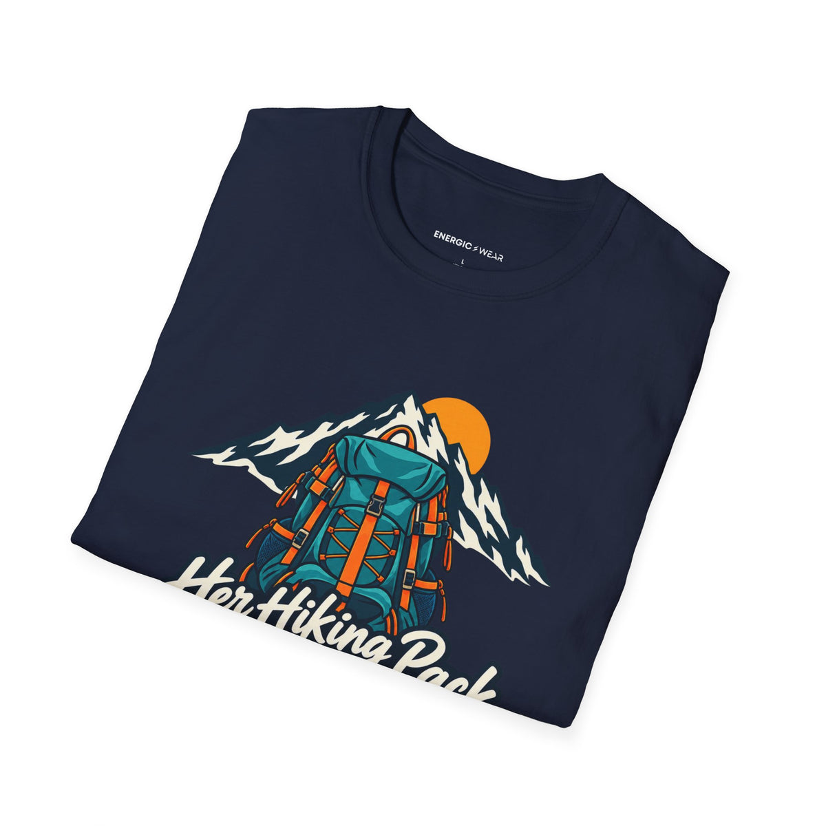 Graphic fitness T-shirt featuring the "Her Hiking Pack Has a Strong Foundation" design.