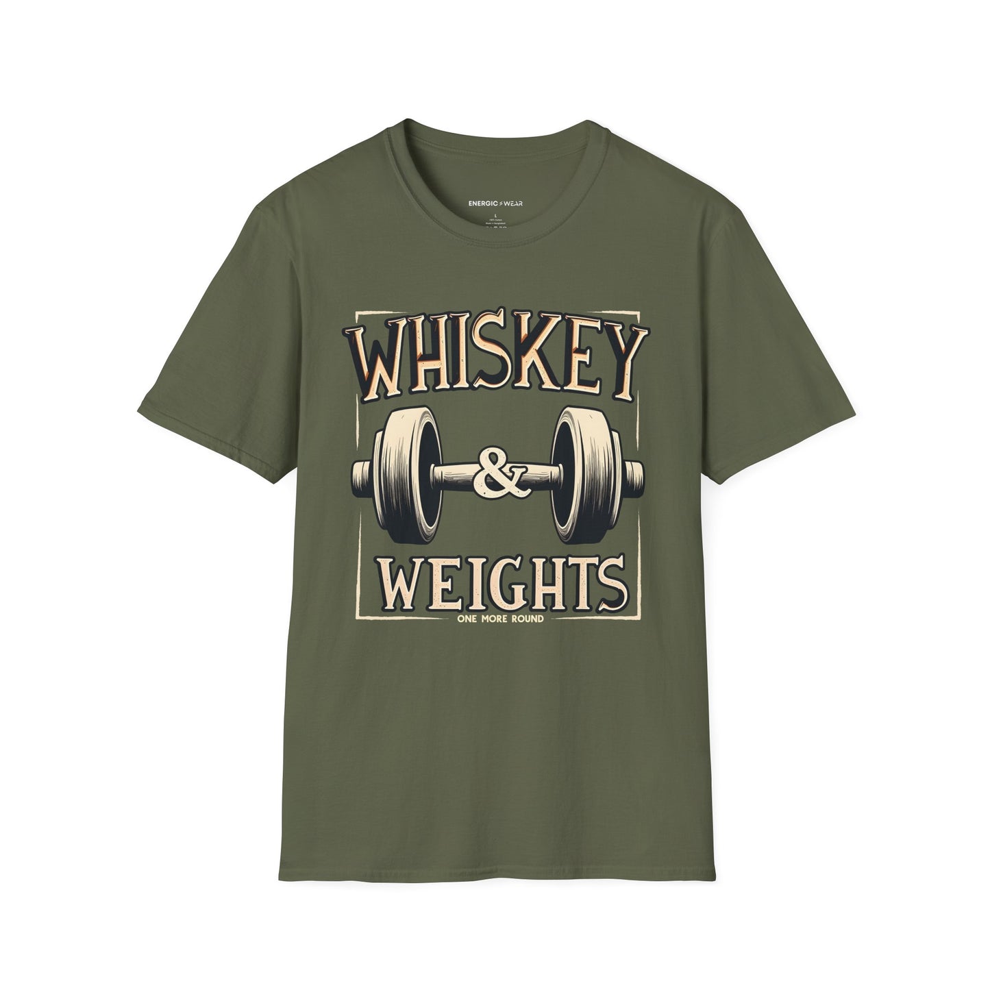 Whiskey & Weights One More Round! TShirt – Funny Fitness Gym Shirt