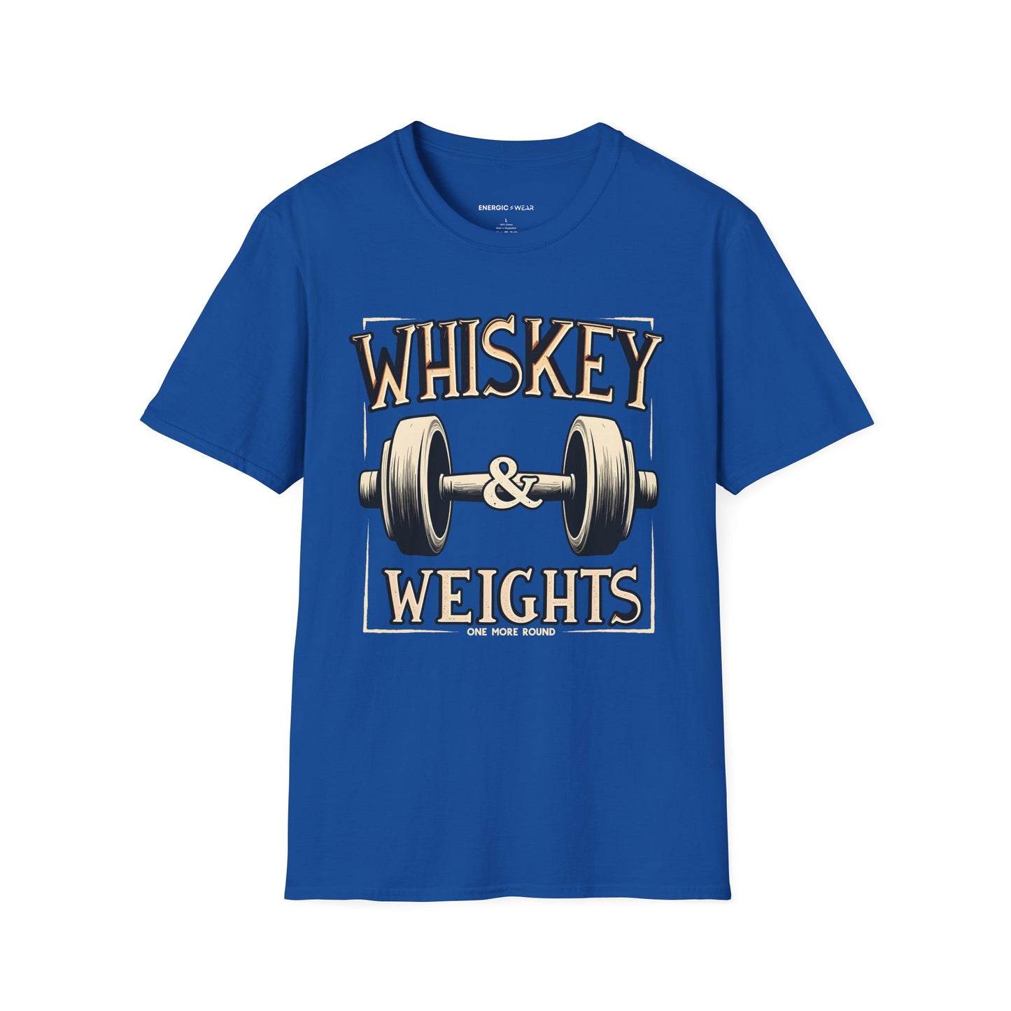 Whiskey & Weights One More Round! TShirt – Funny Fitness Gym Shirt