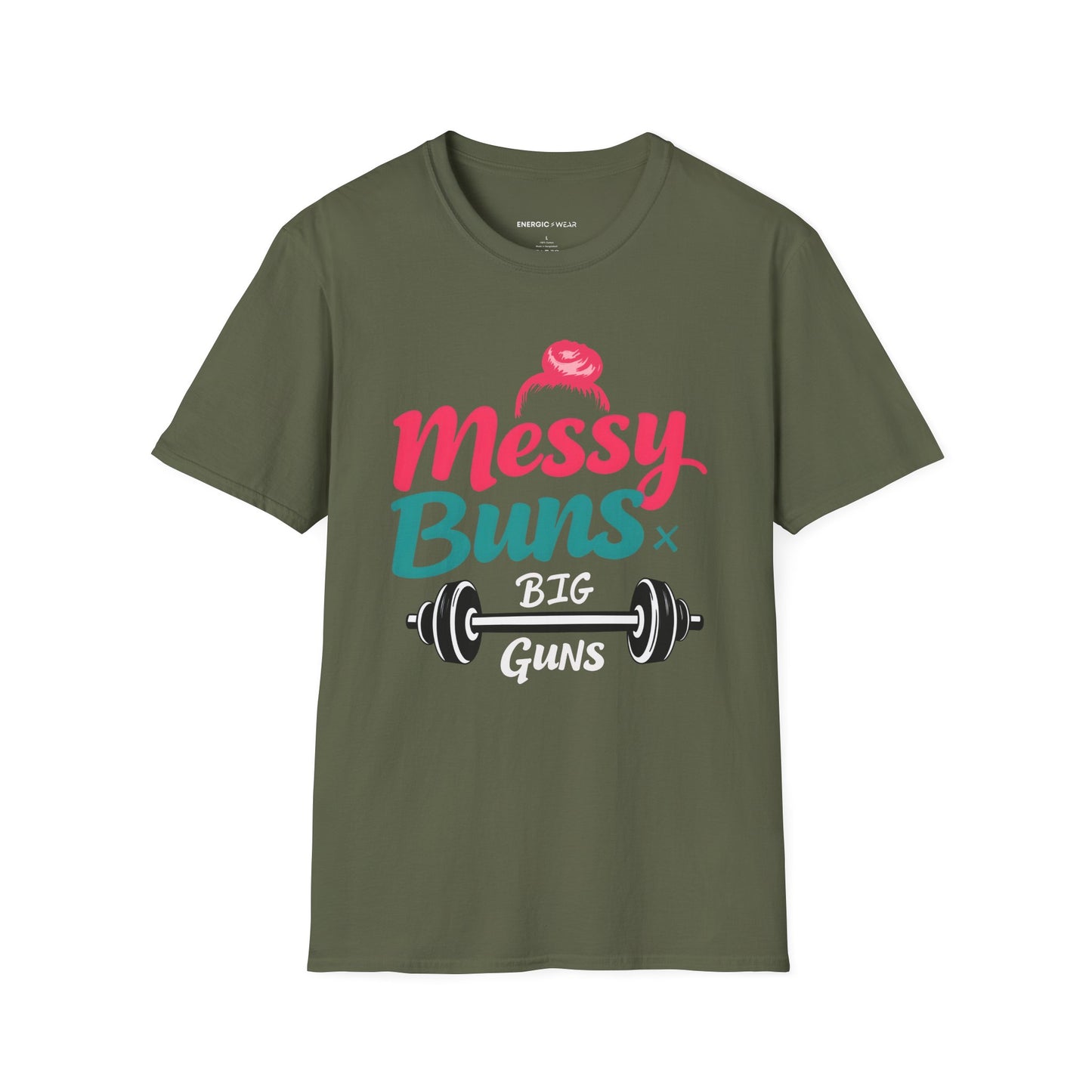 Messy Buns Big Guns! Funny Women’s Gym Shirt