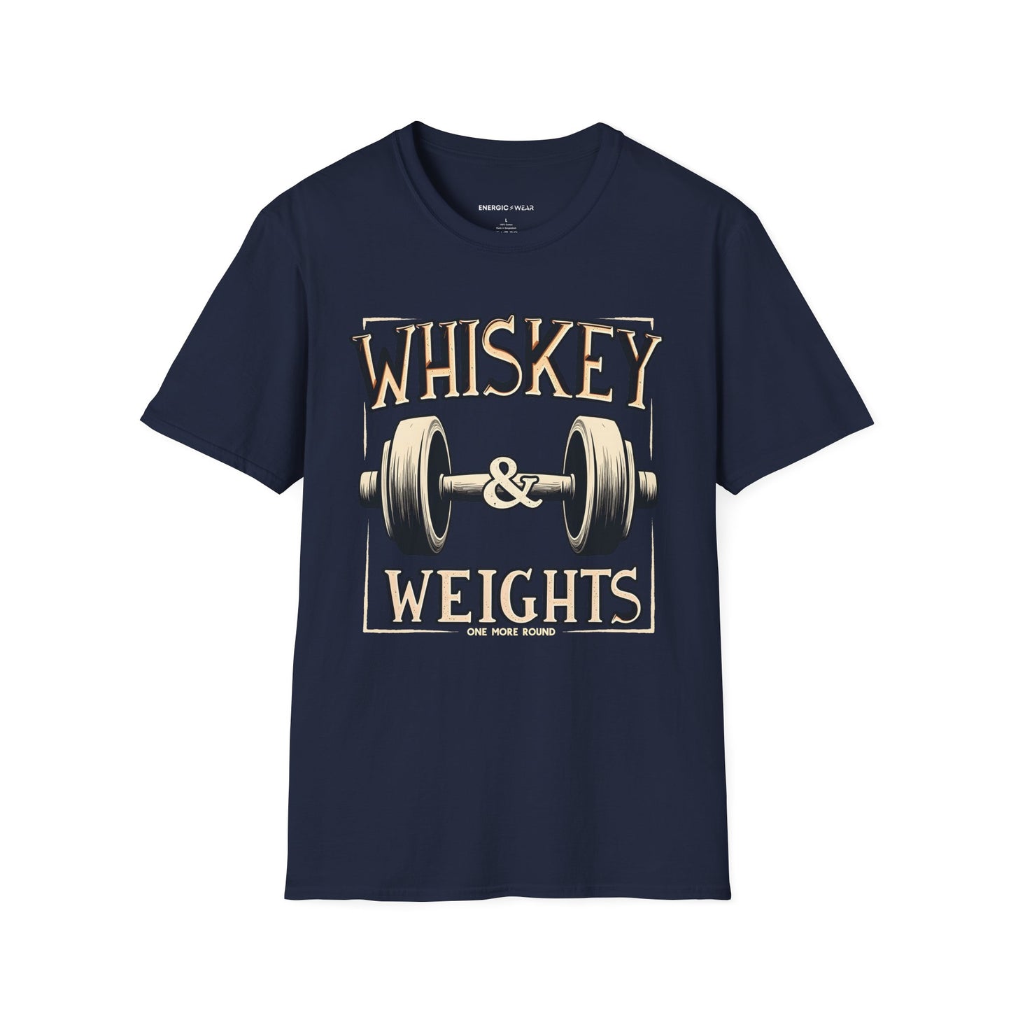 Whiskey & Weights One More Round! TShirt – Funny Fitness Gym Shirt