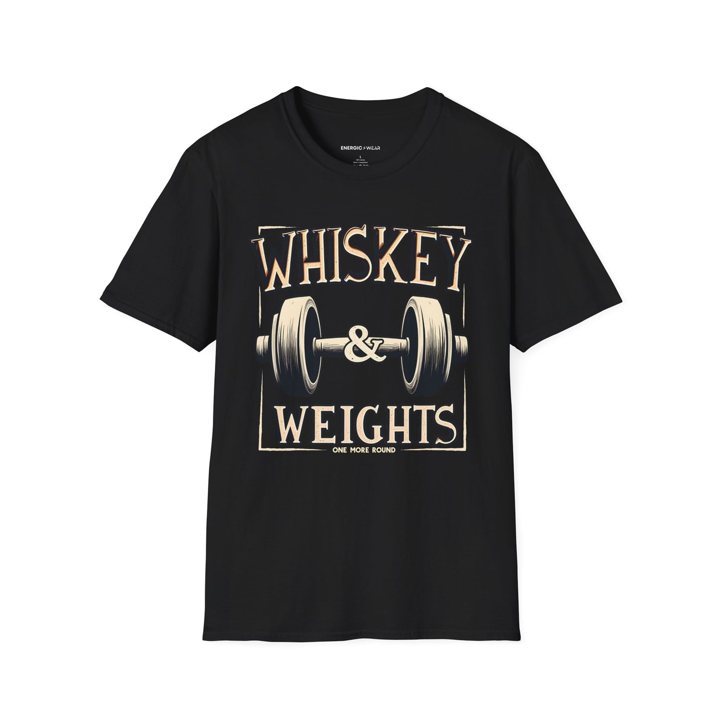 Whiskey & Weights One More Round! TShirt – Funny Fitness Gym Shirt