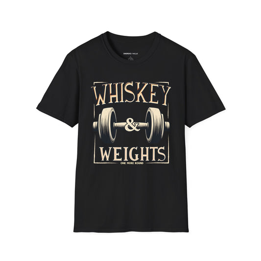 Whiskey & Weights One More Round! TShirt – Funny Fitness Gym Shirt