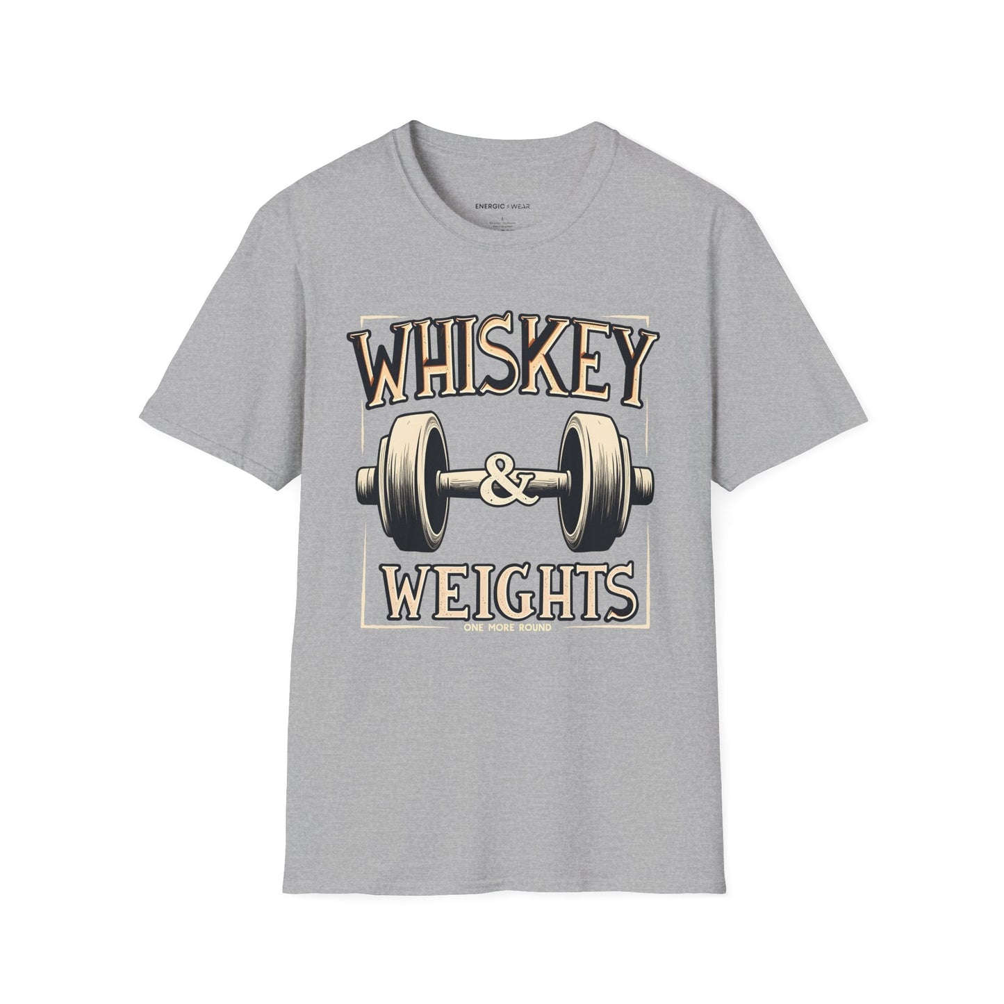 Whiskey & Weights One More Round! TShirt – Funny Fitness Gym Shirt