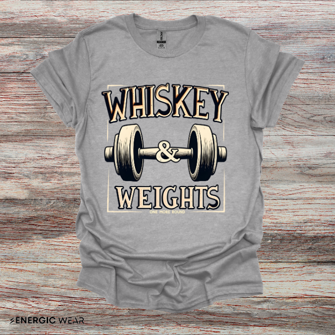 Whiskey & Weights One More Round! TShirt – Funny Fitness Gym Shirt