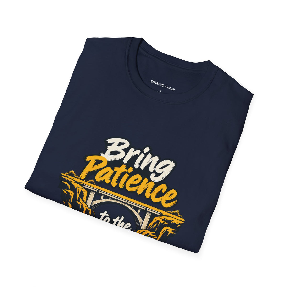 Graphic fitness T-shirt featuring the "Bring Patience to the Plateau" design.