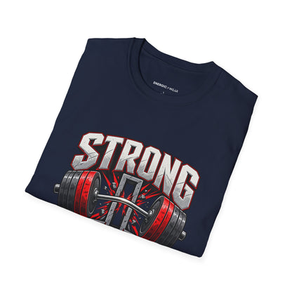 Graphic fitness T-shirt featuring the "Strong Through the Sticking Point" design.