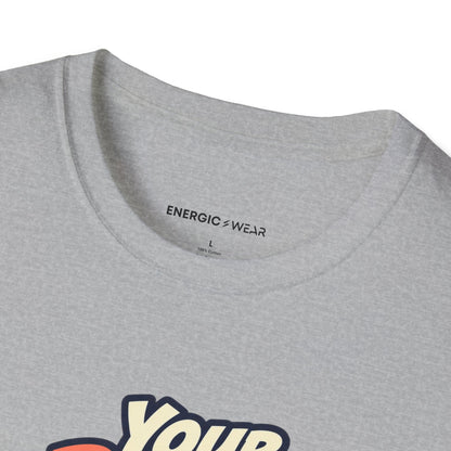 Graphic fitness T-shirt featuring the "Your Rhythm Can Start With One Step" design.