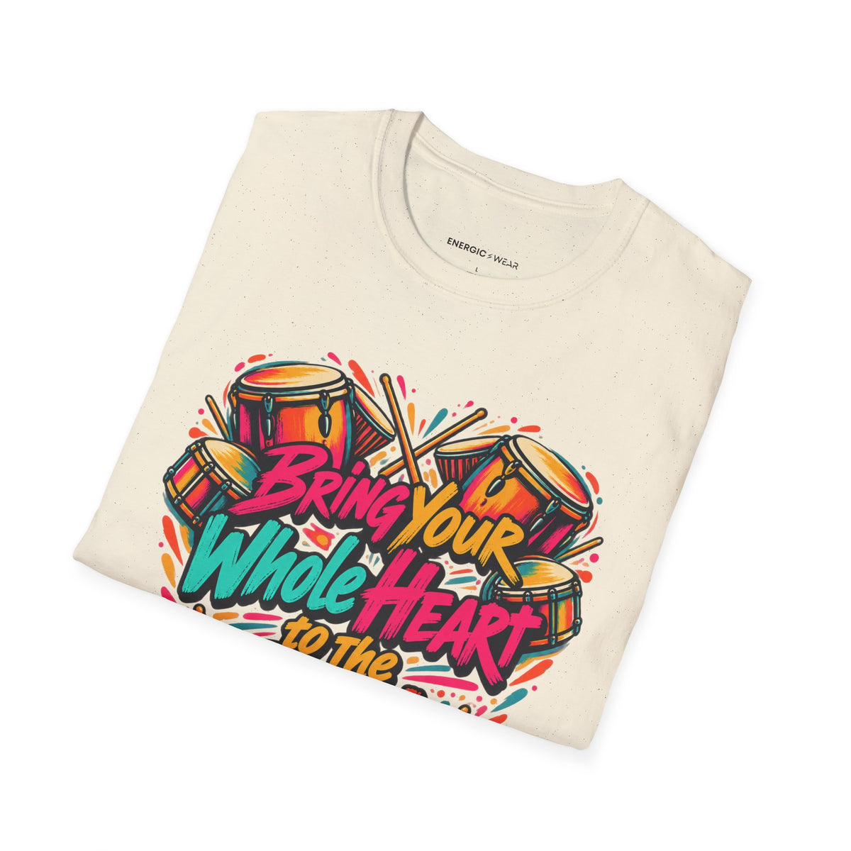 Graphic fitness T-shirt featuring the "Bring Your Whole Heart to the Beat" design.
