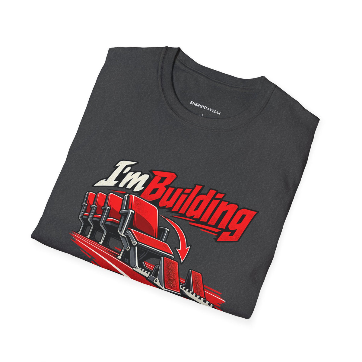 Graphic fitness T-shirt featuring the "I'm Building the Athlete I Used to Watch" design.