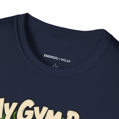 Graphic fitness T-shirt featuring the "My Gym Bag Has Its Own Ecosystem" design.
