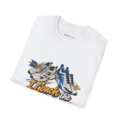 Graphic fitness T-shirt featuring the "I Coach the Confidence I Once Borrowed" design.