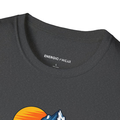 Graphic fitness T-shirt featuring the "That Mountain Trip Has My Training Attention" design.