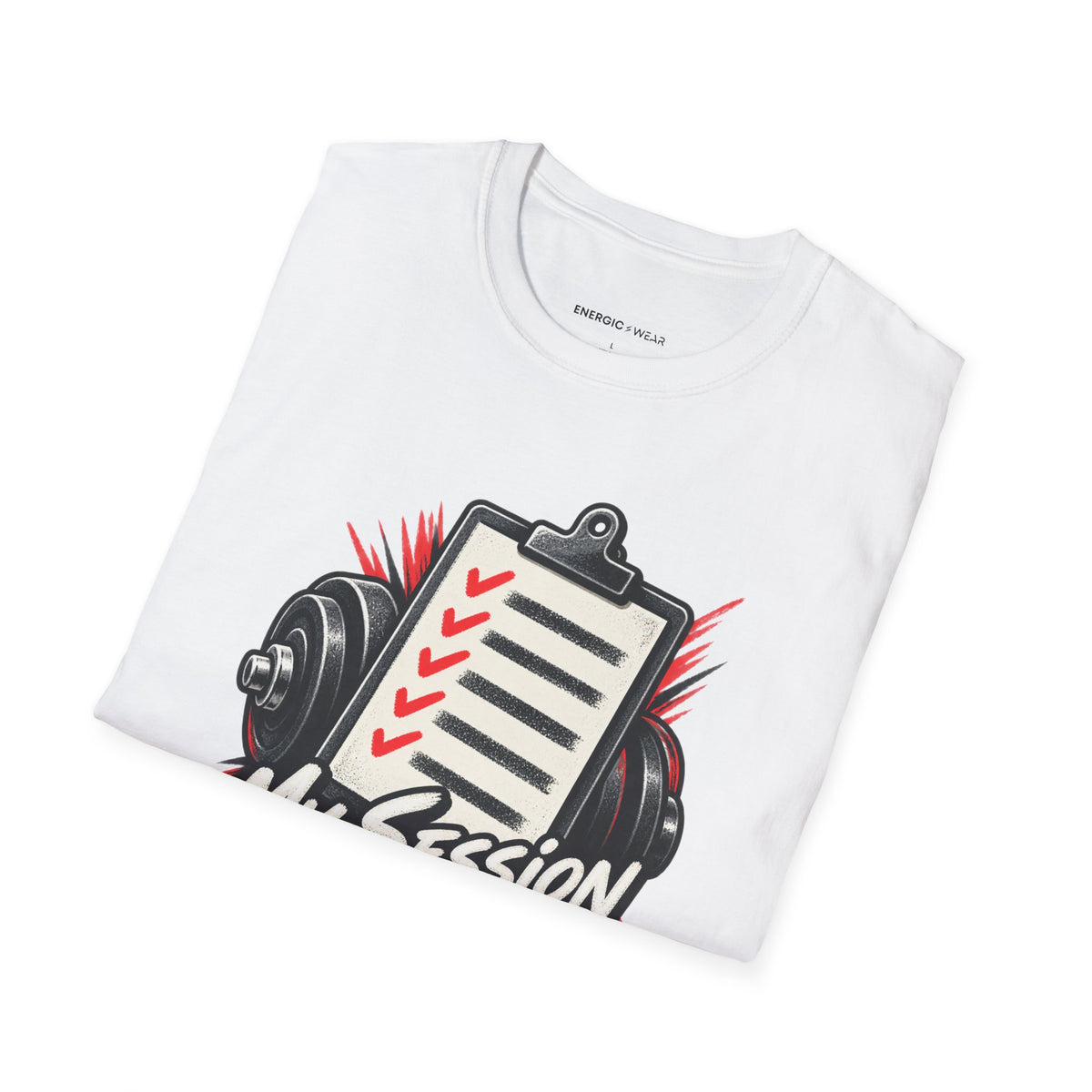 Graphic fitness T-shirt featuring the "My Session Leaves a Chalk Signature" design.
