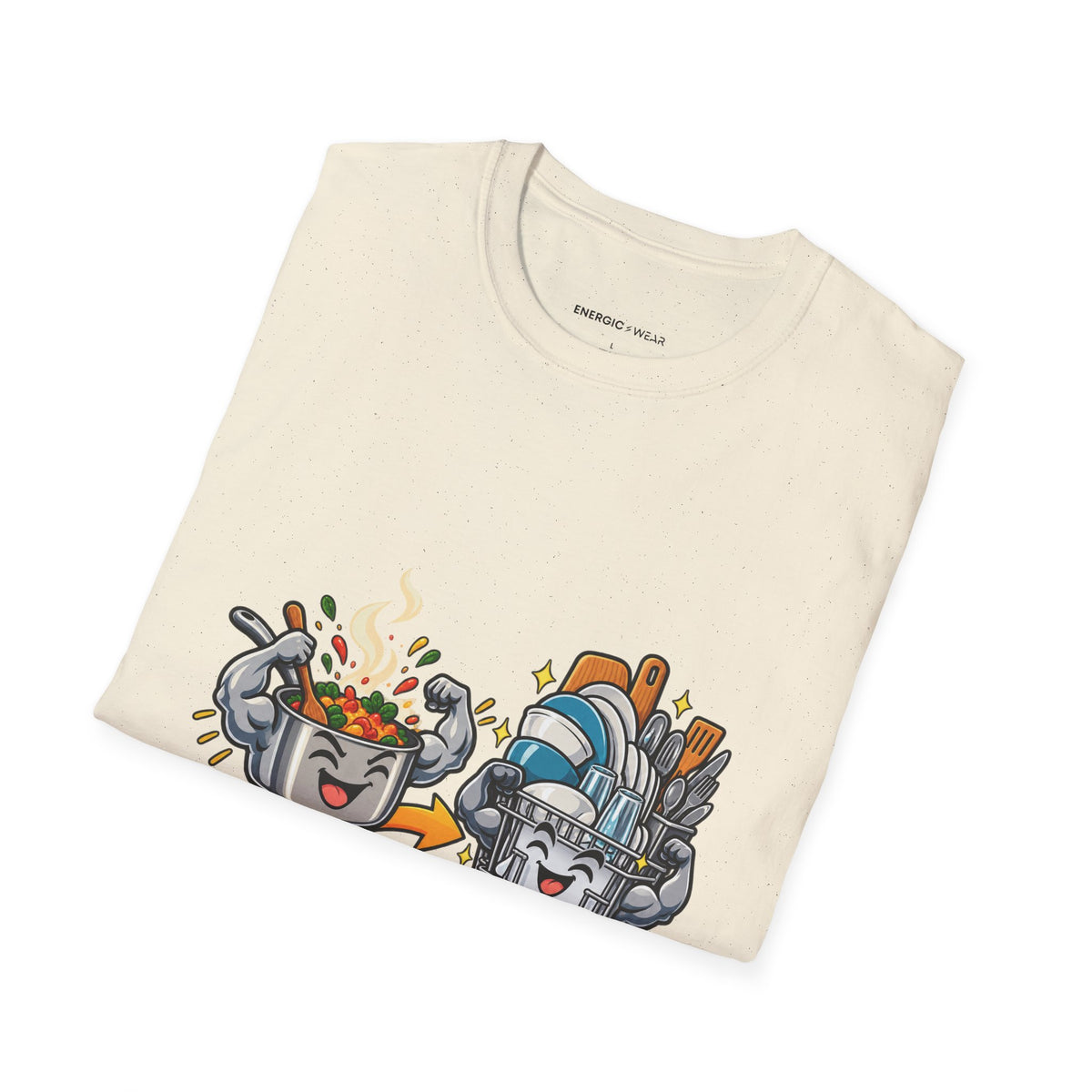 Graphic fitness T-shirt featuring the "The Real Superset Is Cooking and Dishes" design.