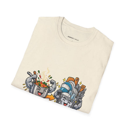 Graphic fitness T-shirt featuring the "The Real Superset Is Cooking and Dishes" design.