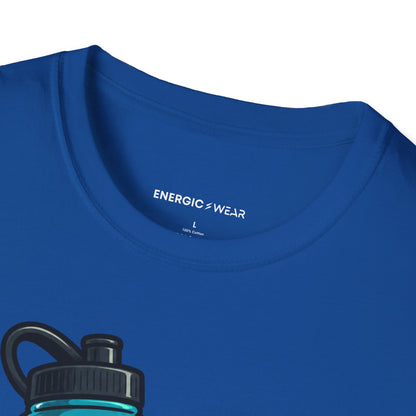 Graphic fitness T-shirt featuring the "My Water Bottle Is My Plus-One" design.