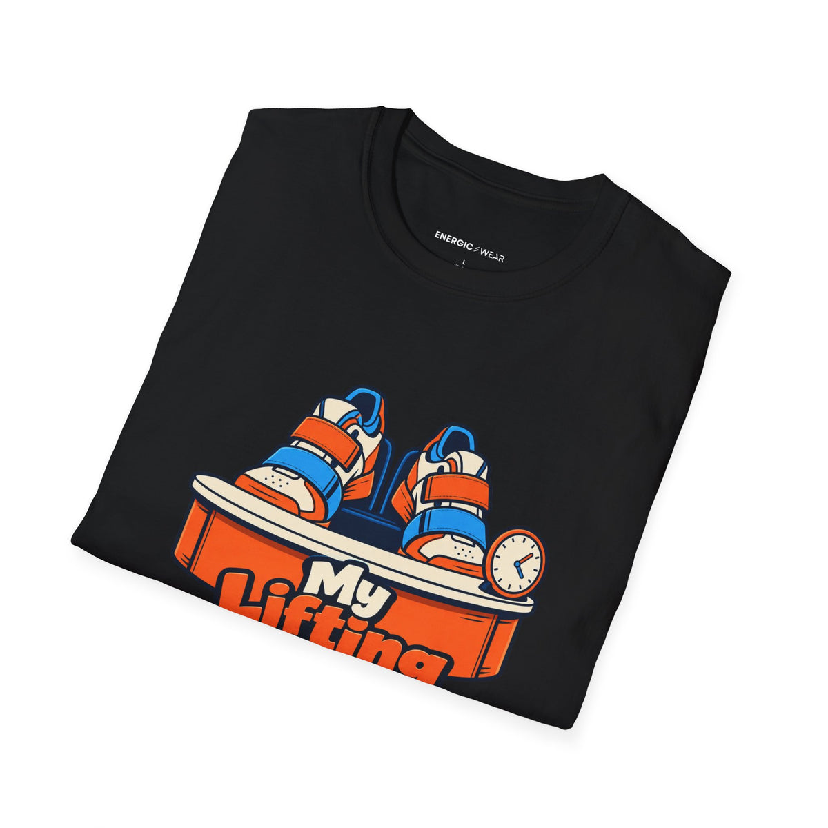 Graphic fitness T-shirt featuring the "My Lifting Shoes Have Office Hours" design.