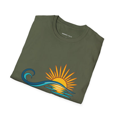 Graphic fitness T-shirt featuring the "A Longer Exhale a Wider Horizon" design.