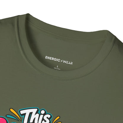 Graphic fitness T-shirt featuring the "This Dance Floor Has a Frequent-Flyer Program" design.