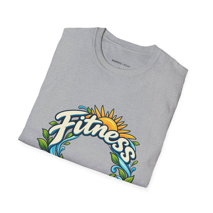 Graphic fitness T-shirt featuring the "Fitness Can Leave You Room to Breathe" design.