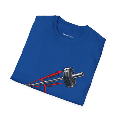 Graphic fitness T-shirt featuring the "The Landmine Has a New Angle" design.
