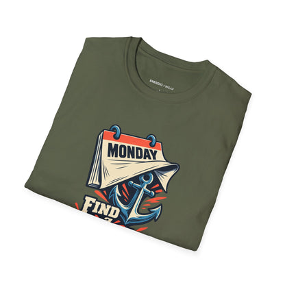 Graphic fitness T-shirt featuring the "Find a Reason That Survives Monday" design.