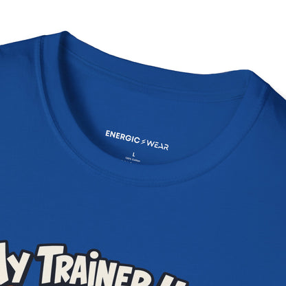 Graphic fitness T-shirt featuring the "My Trainer Uses Creative Mathematics" design.