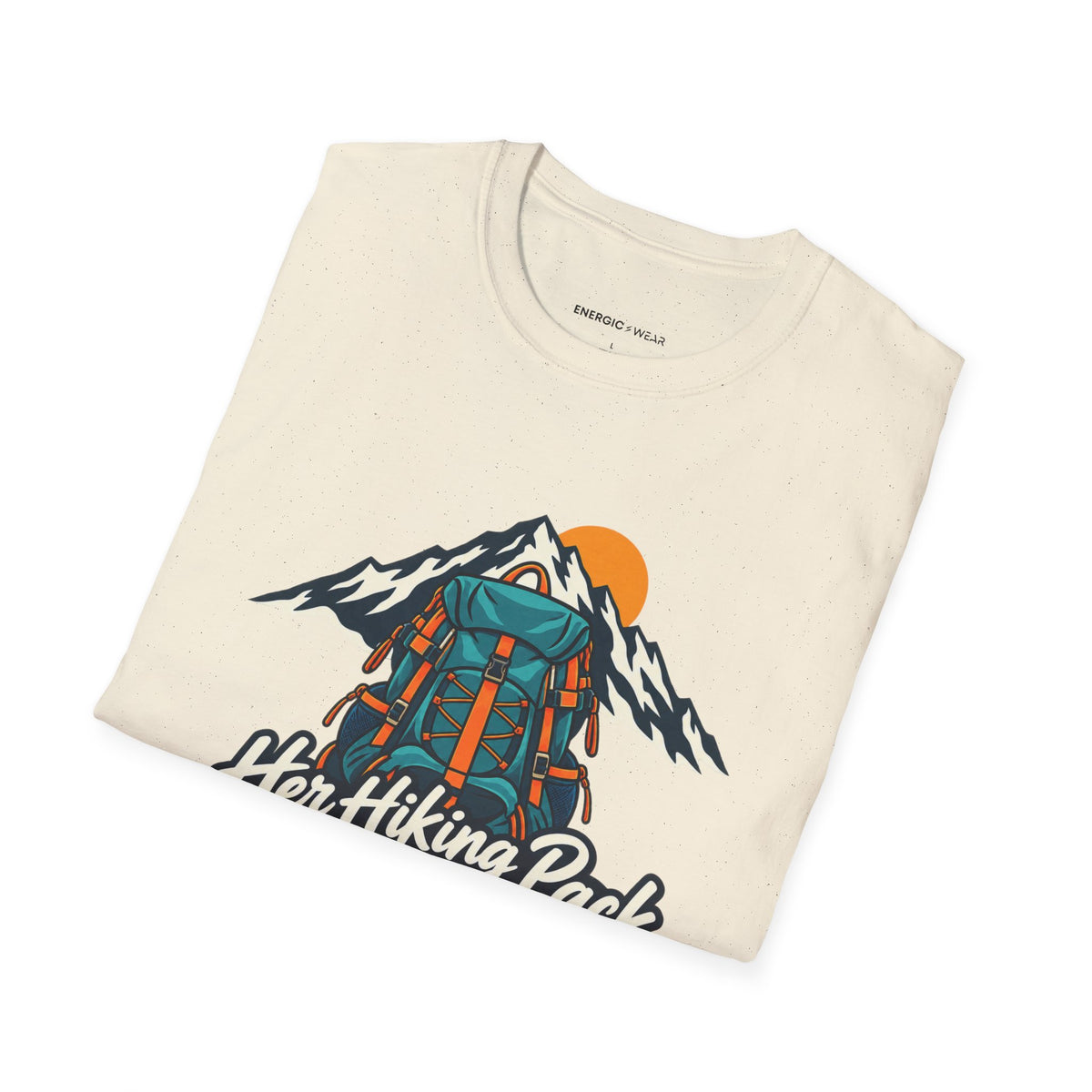Graphic fitness T-shirt featuring the "Her Hiking Pack Has a Strong Foundation" design.