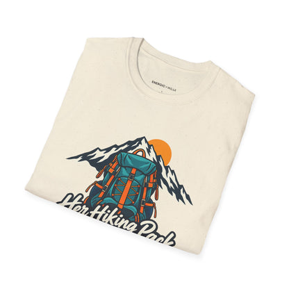 Graphic fitness T-shirt featuring the "Her Hiking Pack Has a Strong Foundation" design.