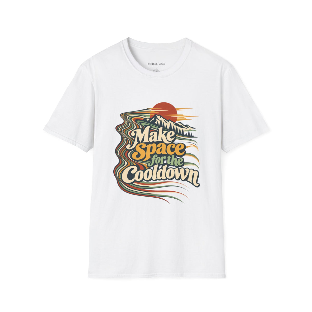 Graphic fitness T-shirt featuring the "Make Space for the Cooldown" design.