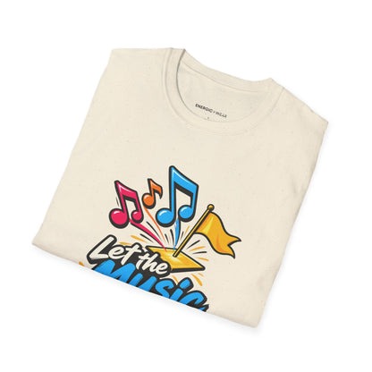 Graphic fitness T-shirt featuring the "Let the Music Meet Your Courage" design.