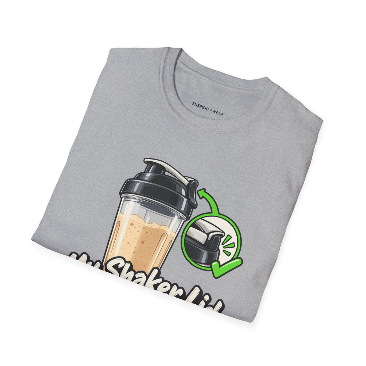 Graphic fitness T-shirt featuring the "My Shaker Lid Demands a Pre-Flight Check" design.