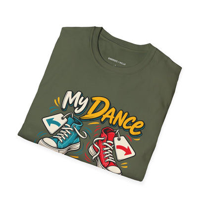 Graphic fitness T-shirt featuring the "My Dance Feet Are Freelancers" design.