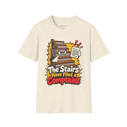 Graphic fitness T-shirt featuring the "The Stairs Have Filed a Complaint" design.
