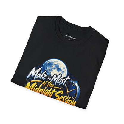 Graphic fitness T-shirt featuring the "Make the Most of the Midnight Session" design.