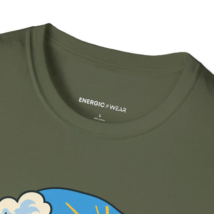 Graphic fitness T-shirt featuring the "Weather Report Excellent for Wandering" design.