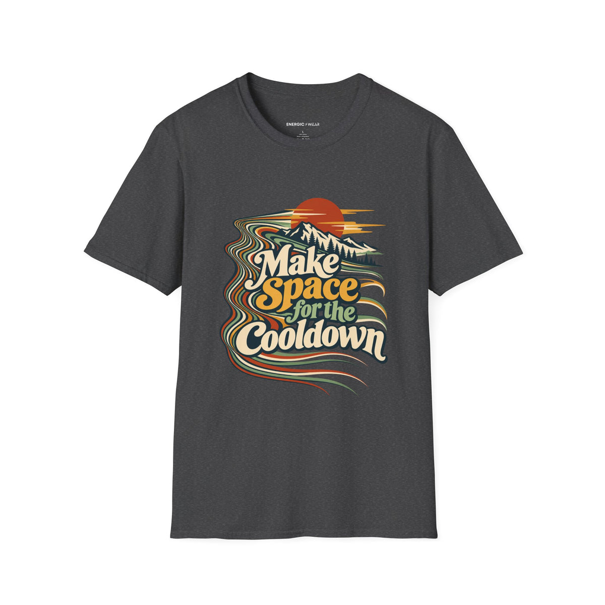 Graphic fitness T-shirt featuring the "Make Space for the Cooldown" design.
