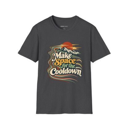 Graphic fitness T-shirt featuring the "Make Space for the Cooldown" design.