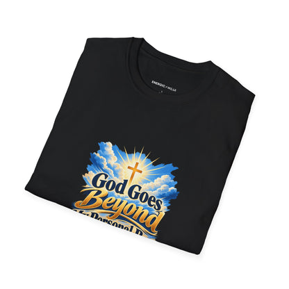 Graphic fitness T-shirt featuring the "God Goes Beyond My Personal Best" design.