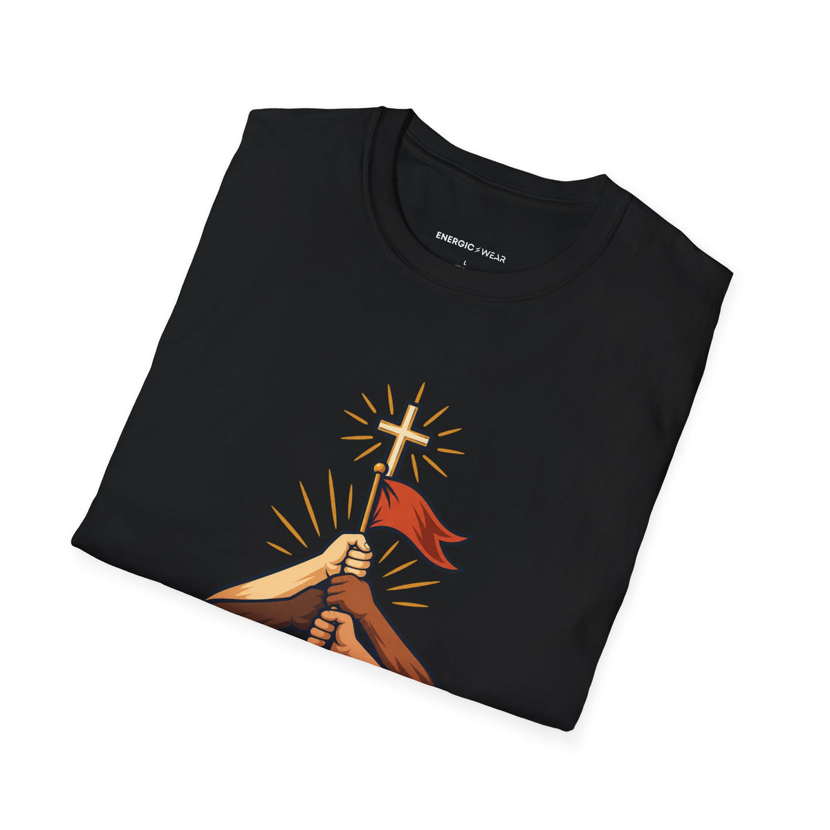 Graphic fitness T-shirt featuring the "Faith Makes Room for My Teammate S Victory" design.