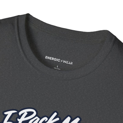 Graphic fitness T-shirt featuring the "I Pack My Courage for Race Day" design.