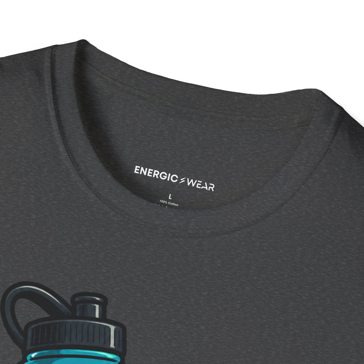 Graphic fitness T-shirt featuring the "My Water Bottle Is My Plus-One" design.