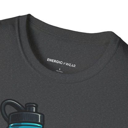 Graphic fitness T-shirt featuring the "My Water Bottle Is My Plus-One" design.