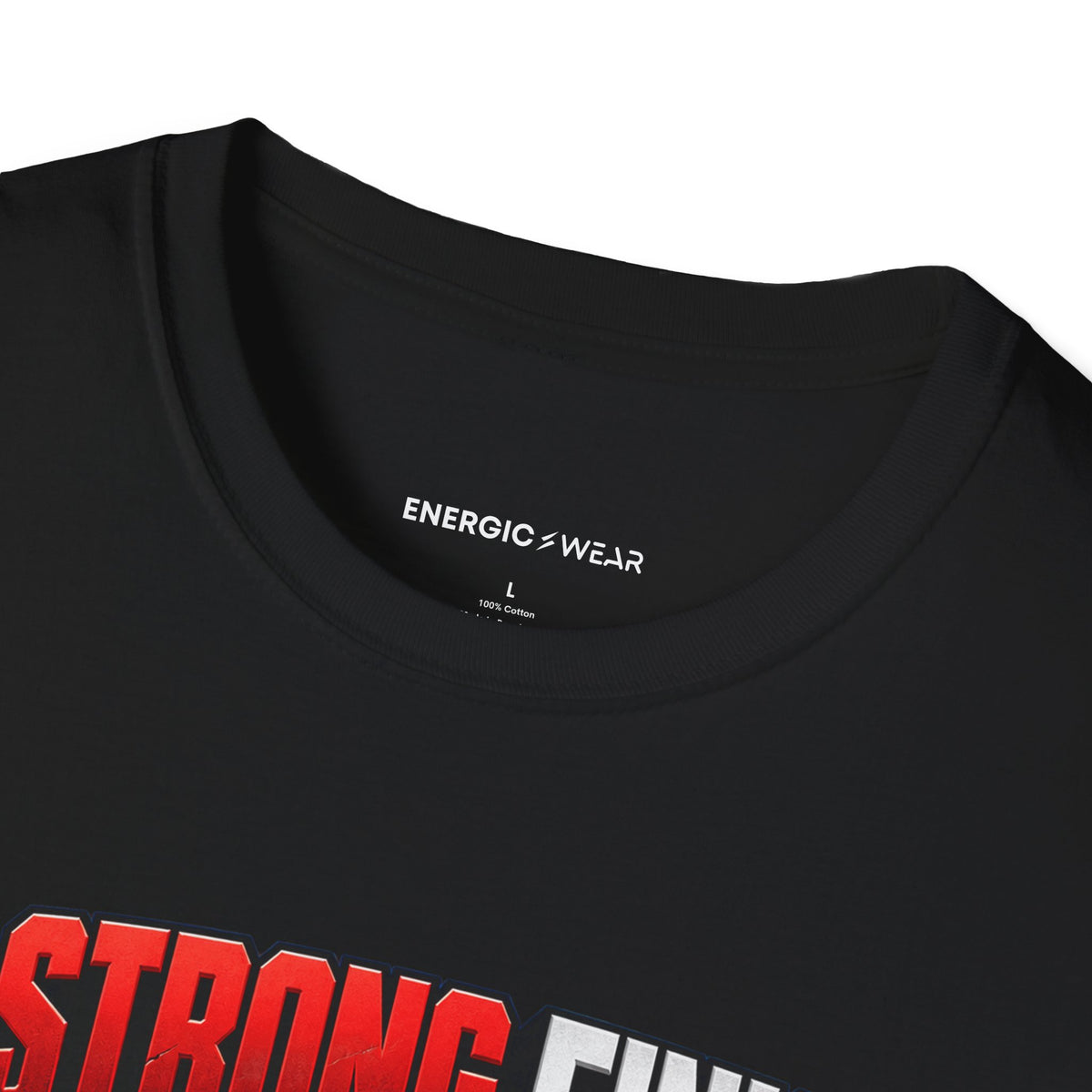 Graphic fitness T-shirt featuring the "A Strong Finish Starts With a Stable Middle" design.