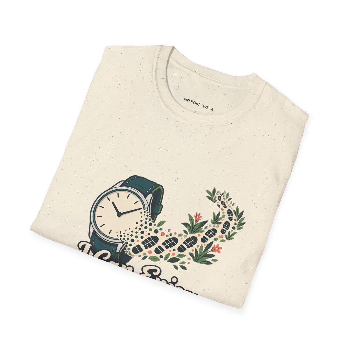 Graphic fitness T-shirt featuring the "I Can Enjoy the Walk Without Logging It" design.