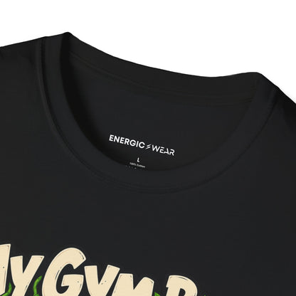 Graphic fitness T-shirt featuring the "My Gym Bag Has Its Own Ecosystem" design.