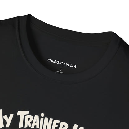 Graphic fitness T-shirt featuring the "My Trainer Uses Creative Mathematics" design.