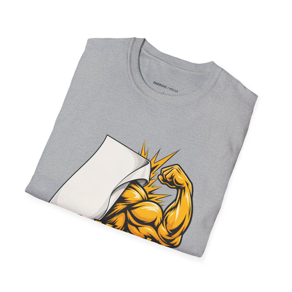 Graphic fitness T-shirt featuring the "My Muscles Don't Need a Beauty Brief" design.